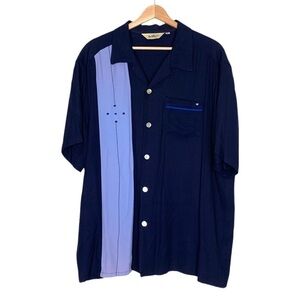 DaVinci California Camp Shirt Retro Style XL Short-Sleeved Blue Bowing Shirt